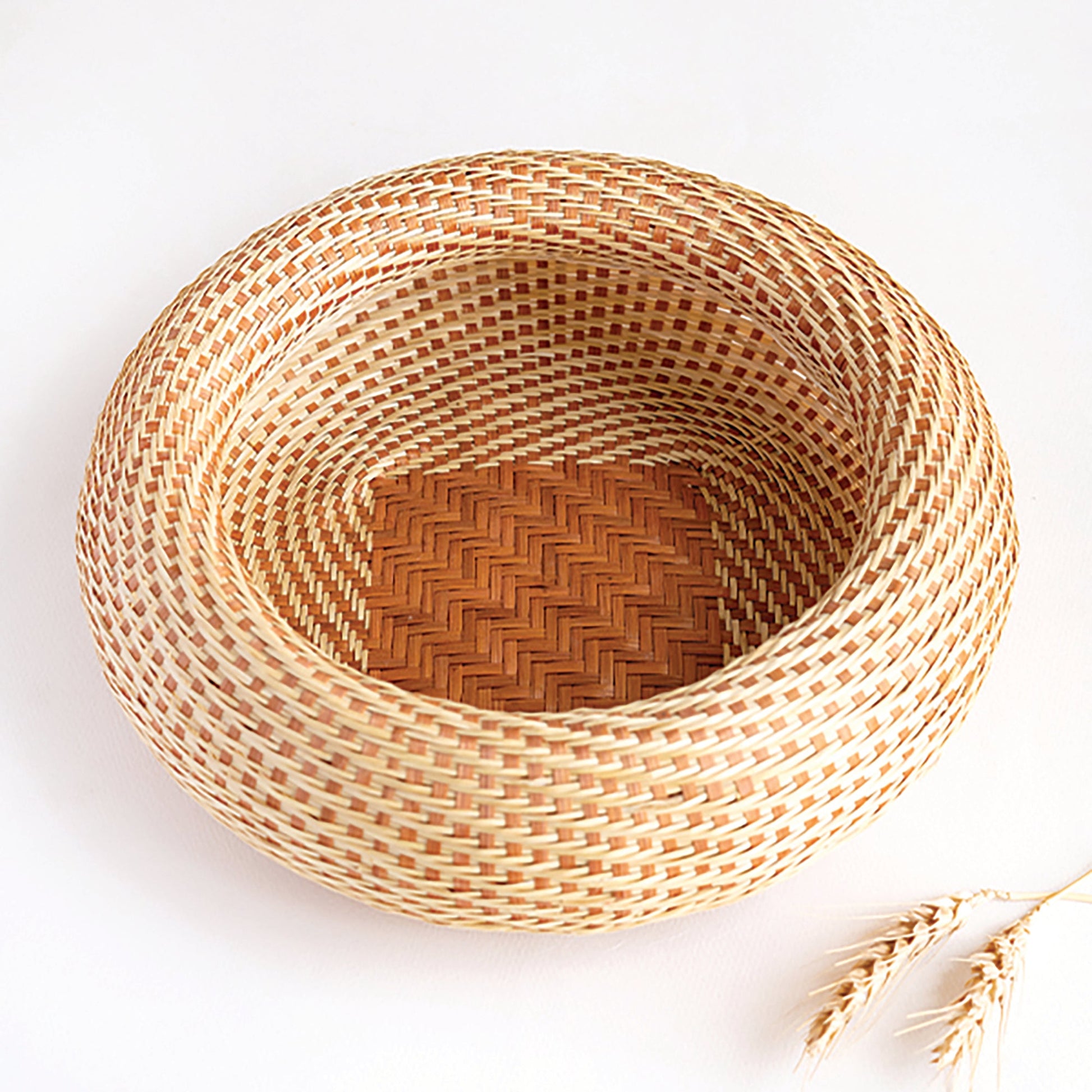 Beige - Round Bamboo Bread Basket