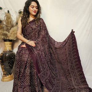 Modal Silk Bandhani Print Saree