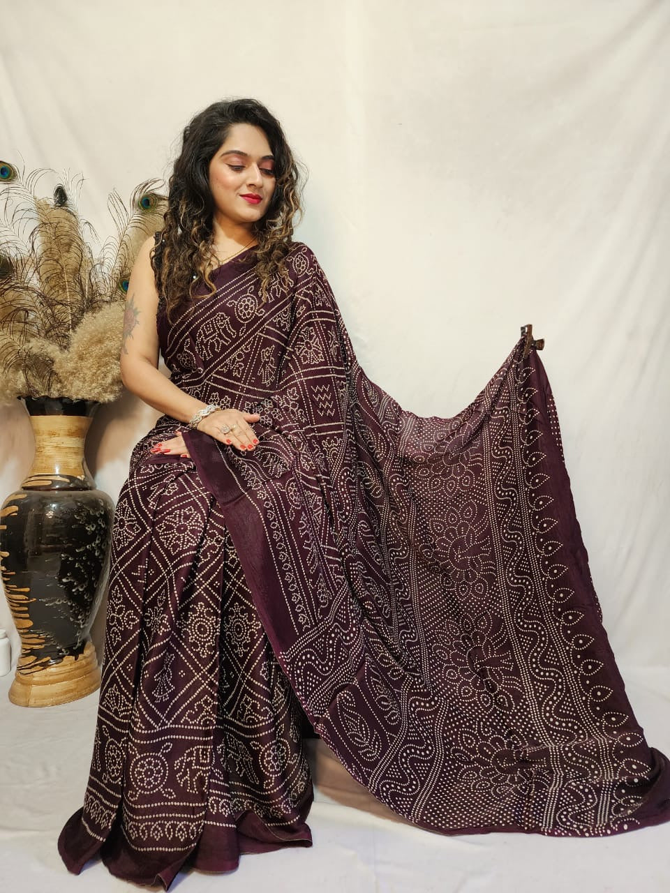 Modal Silk Bandhani Print Saree