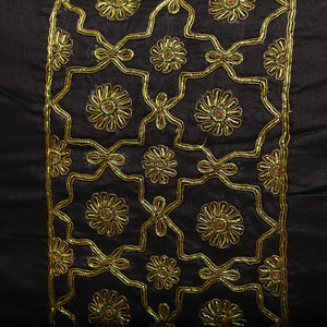 Black - Star Butas - Zardozi Hand Embroidered Raw Silk Cushion Cover (Set of 5)