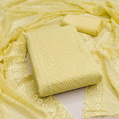 Georgette Chikankari Work Womens Dress Material (Unstitched)