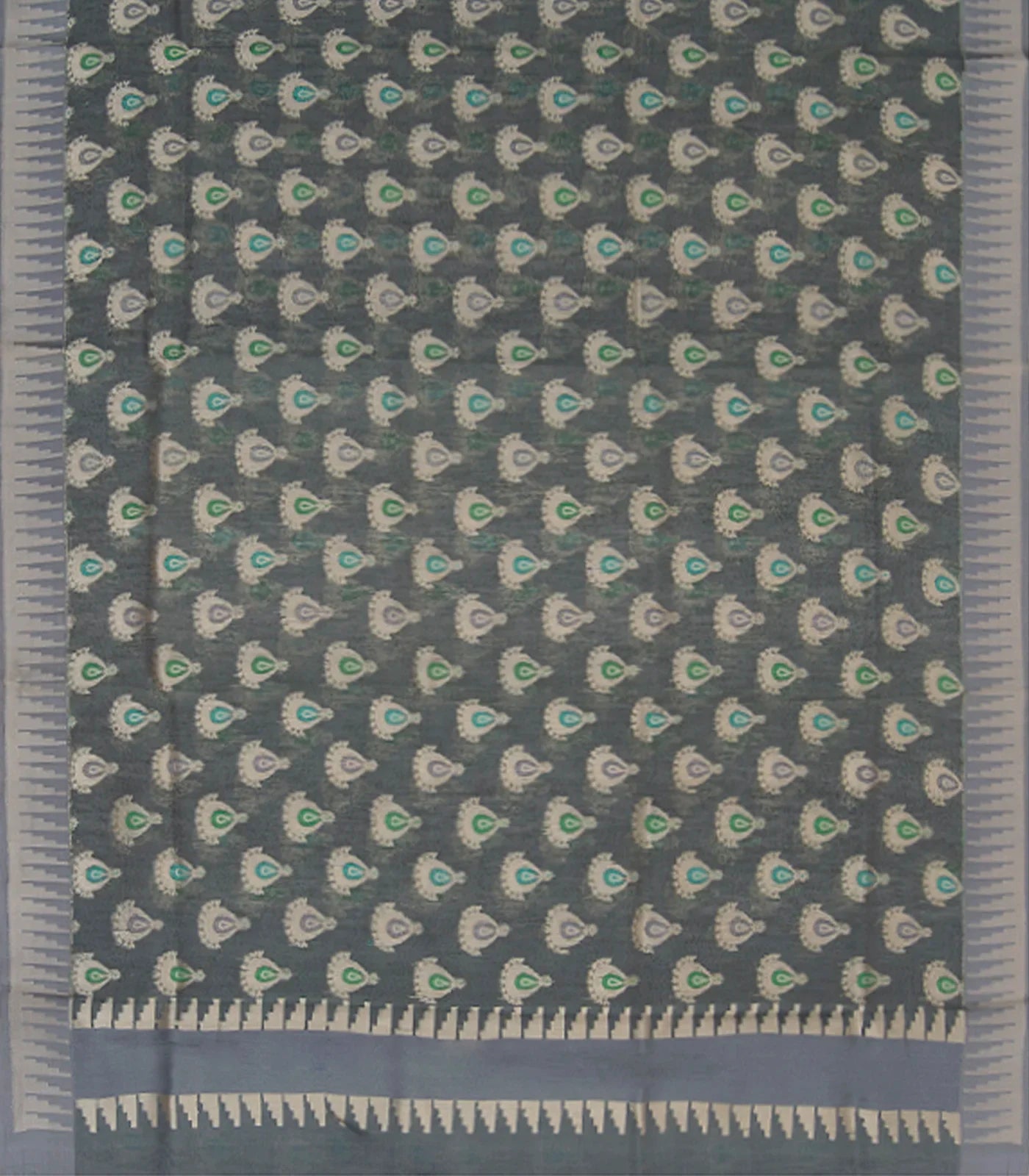 Grey Handwoven Raw Silk Saree With Jumka Motifs-Grey