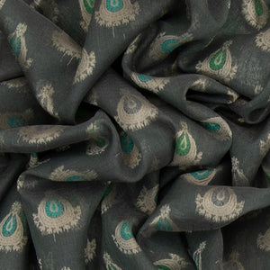 Grey Handwoven Raw Silk Saree With Jumka Motifs-Grey