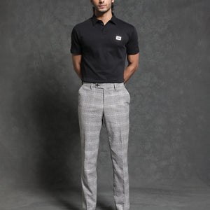 Rare Rabbit Men's Badger-1 Black Cotton Fabric Collared Neck Half Sleeves Solid Polo T-Shirt