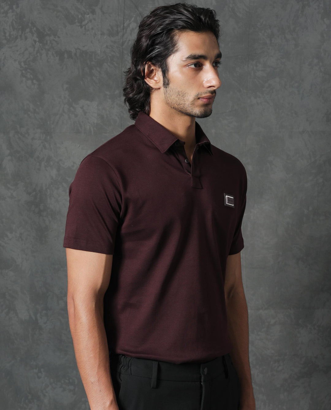 Rare Rabbit Men's Badger-1 Maroon Cotton Fabric Collared Neck Half Sleeves Solid Polo T-Shirt