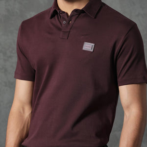 Rare Rabbit Men's Badger-1 Maroon Cotton Fabric Collared Neck Half Sleeves Solid Polo T-Shirt