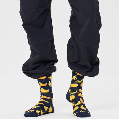 Happy Socks Unisex Banana Crew Length Socks for Women and Men