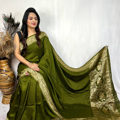 Dola Silk Golden Zari Border Saree