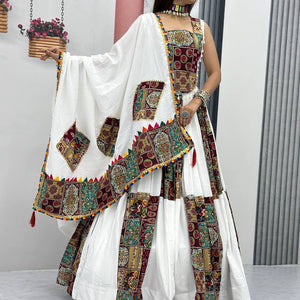 Pure Cotton White Concept Navratri Special Chaniya Choli