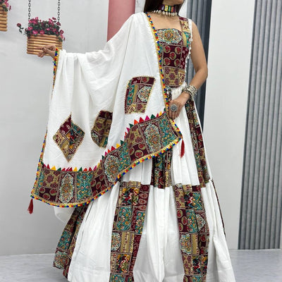 Pure Cotton White Concept Navratri Special Chaniya Choli