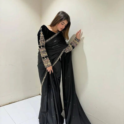 Ethenika  Party Wear Velvet Saree