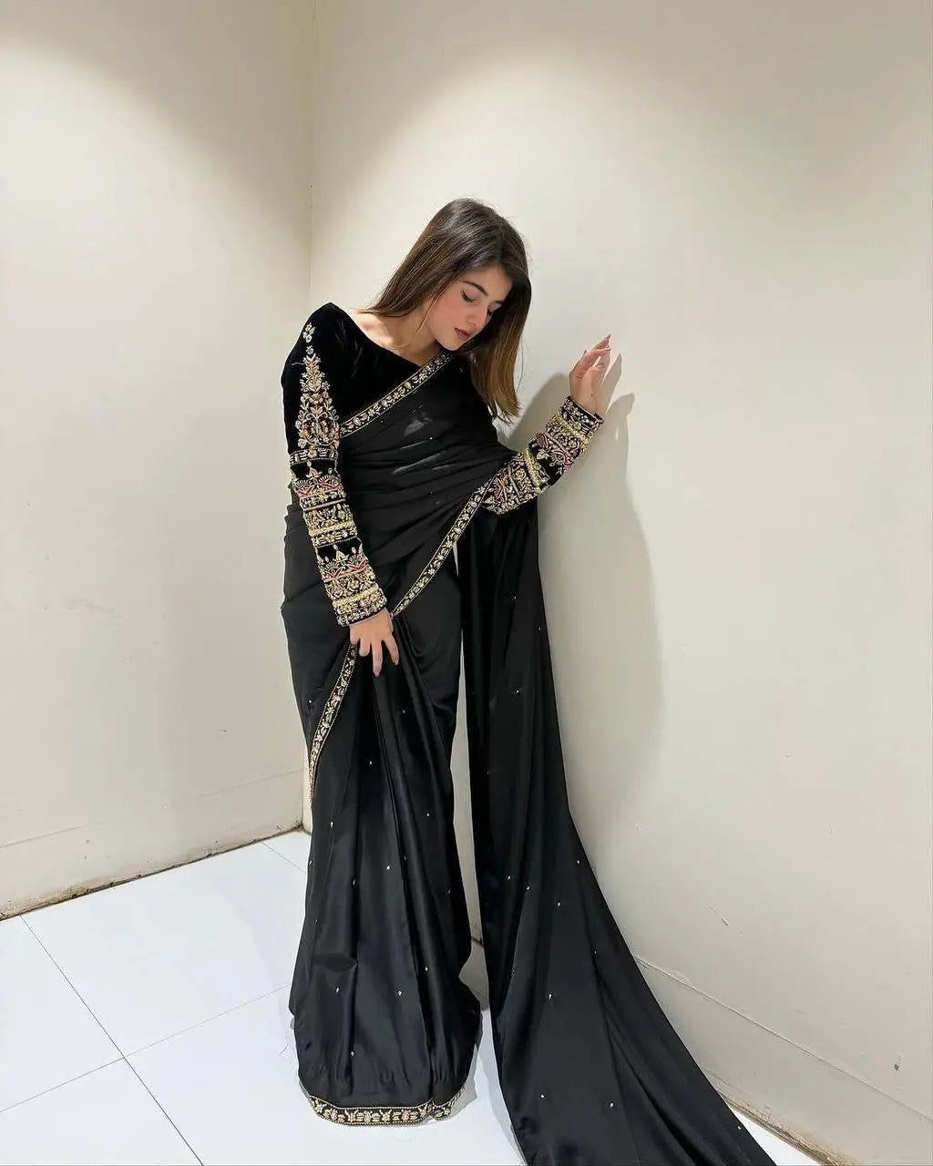 Ethenika  Party Wear Velvet Saree
