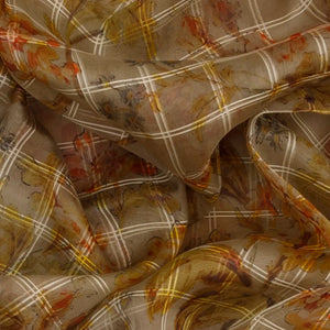 Grey Woven Organza Saree With Floral Prints-Grey