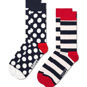 Happy Socks Unisex 2-Pack Classic Big Dot Design Crew Length Socks for Women and Men