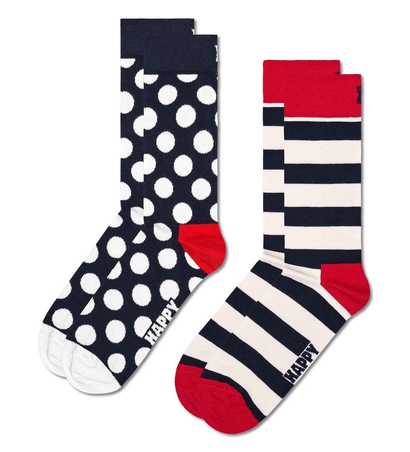 Happy Socks Unisex 2-Pack Classic Big Dot Design Crew Length Socks for Women and Men