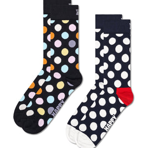 Happy Socks Unisex 2-Pack Classic Big Dot Crew Length Socks for Women and Men
