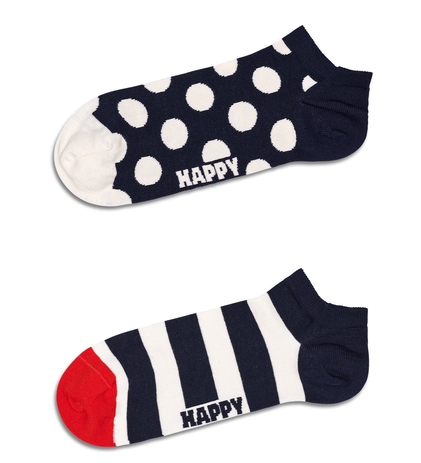 Happy Socks Unisex 2-Pack Big Dot Stripe Ankle Length Socks for Women and Men