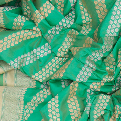 Teal Handwoven Benares Silk Saree