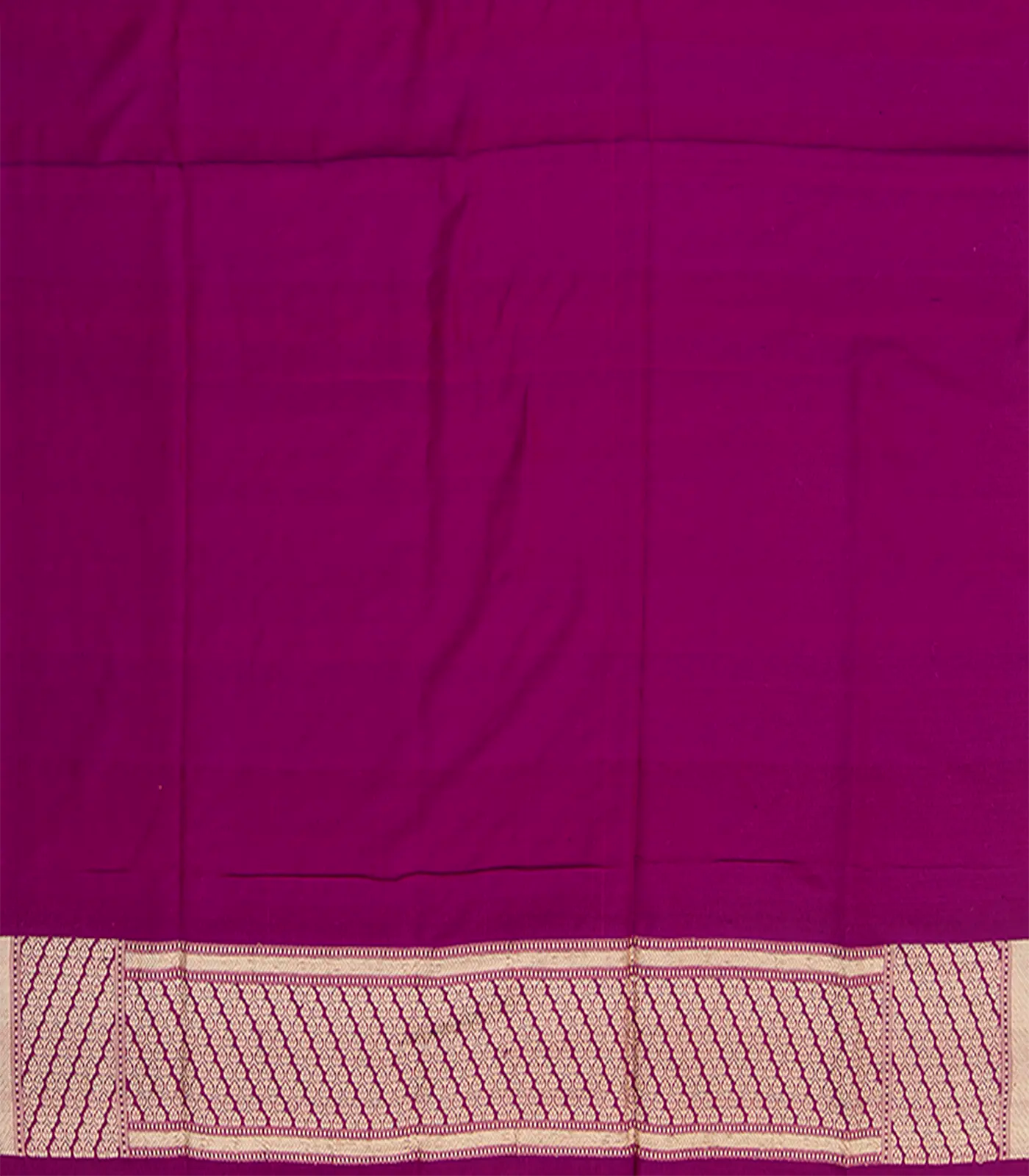 Purple Handwoven Benares Silk Saree With Zari checks and Peacock, Yazhi Elephant Motifs
