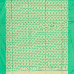 Green Handwoven Benares Silk Saree With Floral Motifs In Gold & Silver Zari