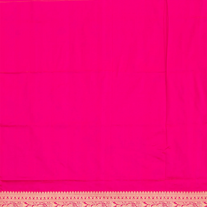 Bubble Gum Pink Handwoven Benares Silk Saree With Floral Motifs