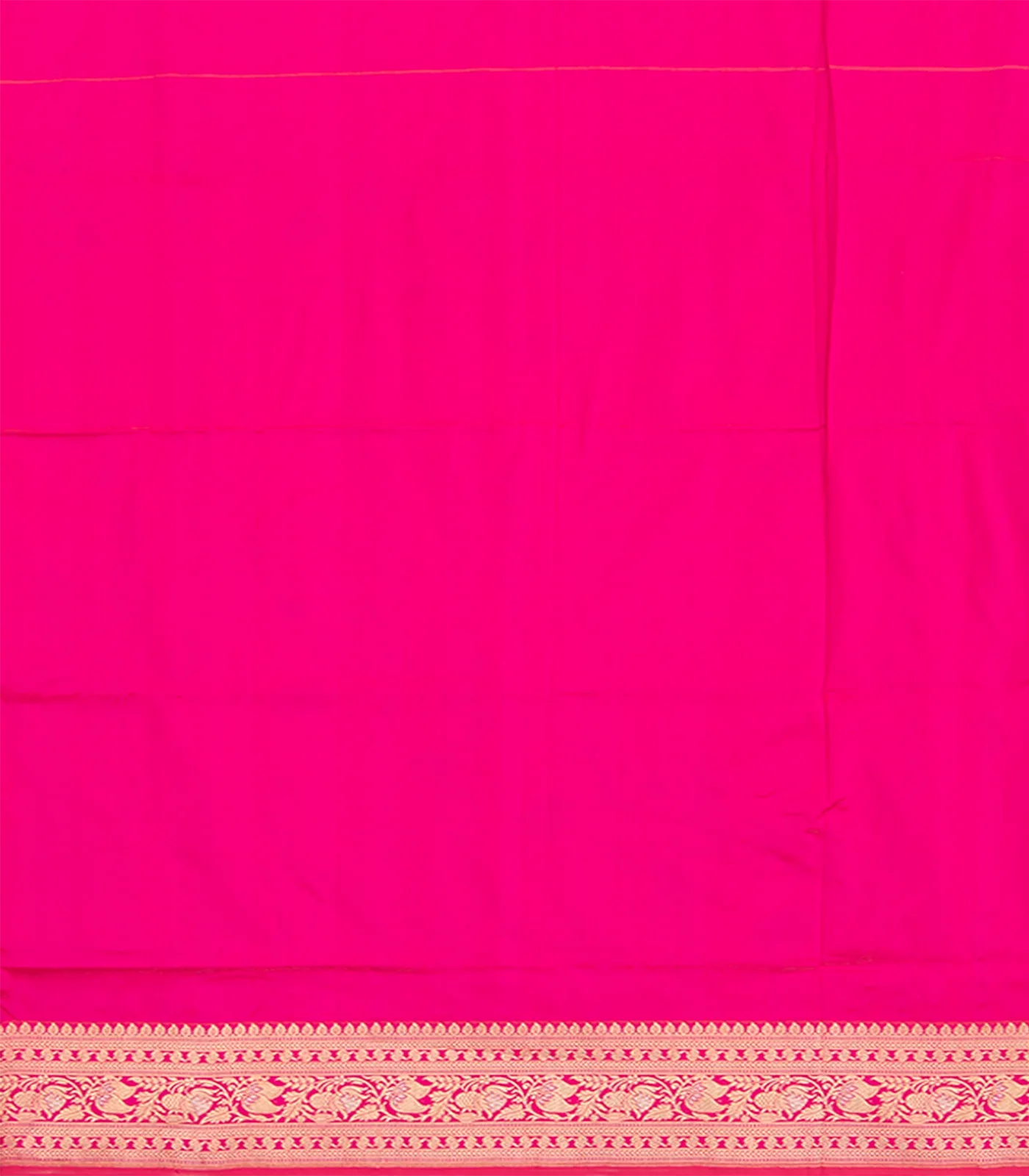 Bubble Gum Pink Handwoven Benares Silk Saree With Floral Motifs