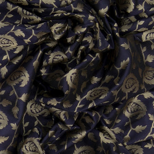 Navy Blue Handwoven Benares Silk Saree