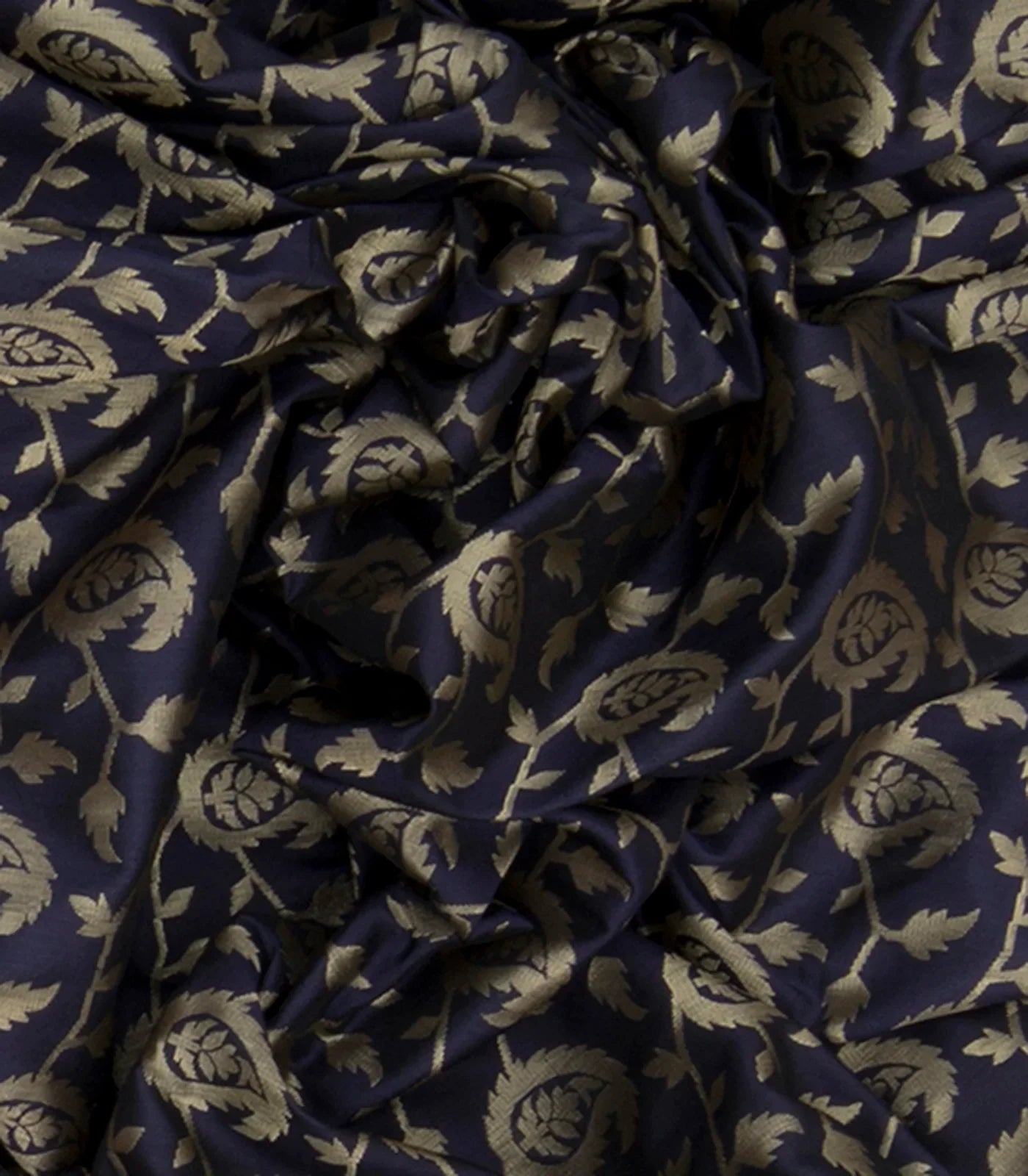 Navy Blue Handwoven Benares Silk Saree