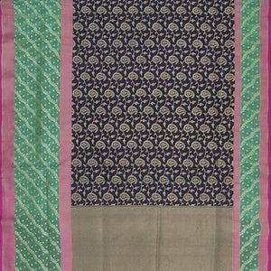 Navy Blue Handwoven Benares Silk Saree