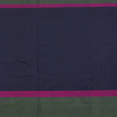 Navy Blue Handwoven Benares Silk Saree