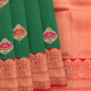 Dark-Green Handwoven Banarasi Silk Saree