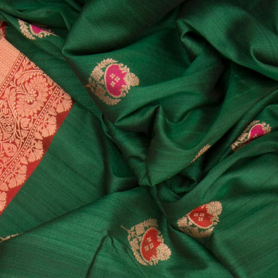 Dark-Green Handwoven Banarasi Silk Saree