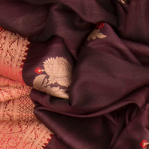 Chocolate Handwoven Banarasi Silk Saree