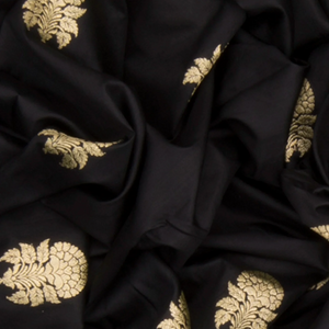 Black  Handwoven Benares Silk Saree-Black