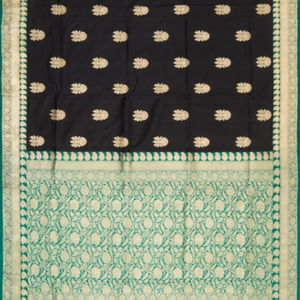 Black  Handwoven Benares Silk Saree-Black