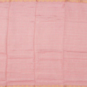 Baby Pink Handwoven Benares Linen Silk Saree With Checks