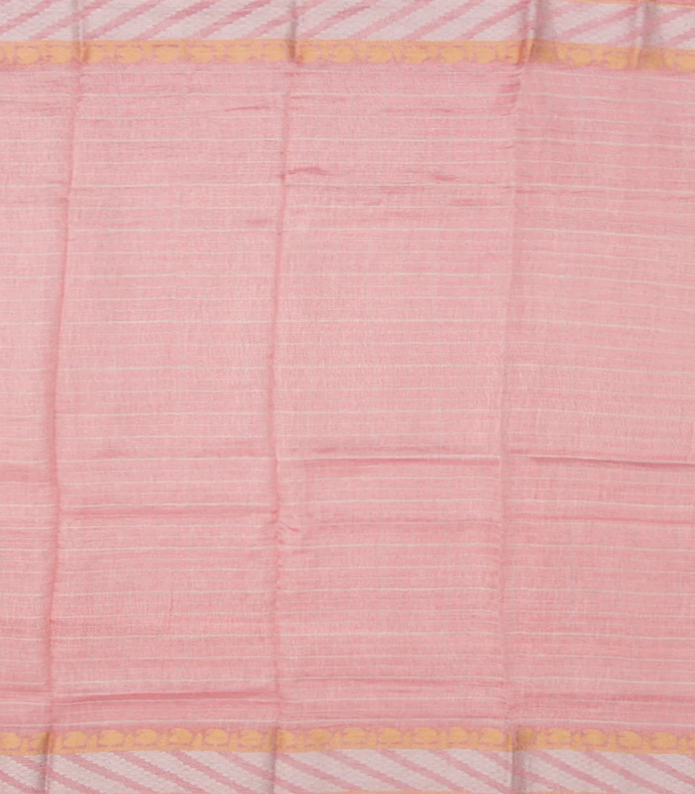 Baby Pink Handwoven Benares Linen Silk Saree With Checks