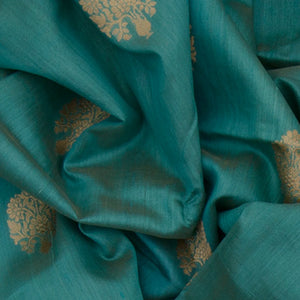 Mustard Handwoven Benares Tussar Silk Saree Red Contrast Border-Mustard