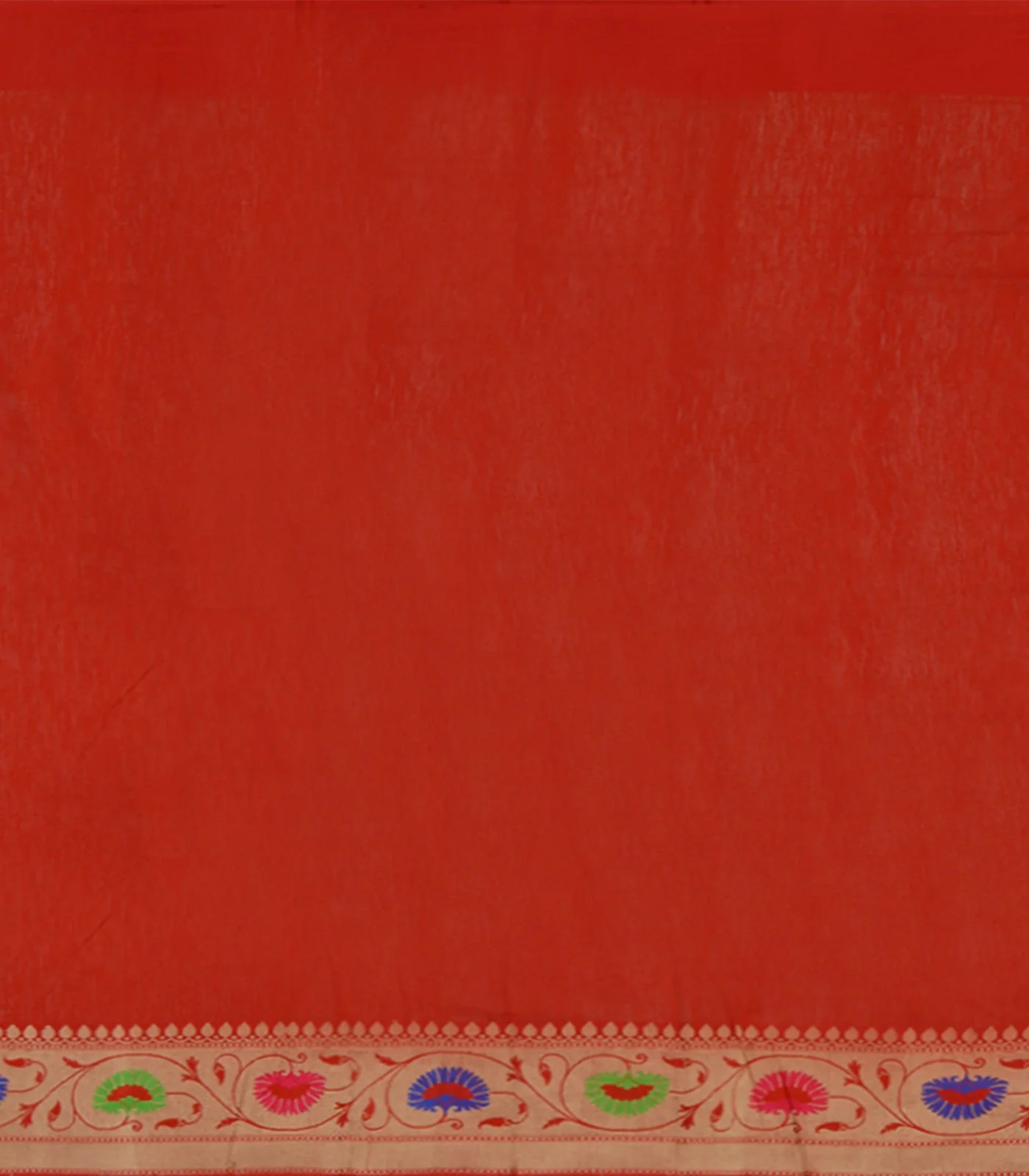 Mustard Handwoven Benares Tussar Silk Saree Red Contrast Border-Mustard