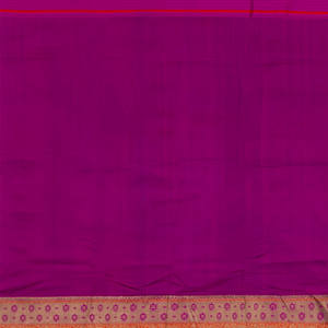 Green Handwoven Benarasi Tussar Silk Saree With Flower Butta With Purple Evening Morning Border-Green