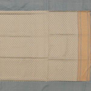 Grey Handwoven Benarasi SIlk Saree With Flower Butta & Diamond Motifs in Border & Pallu-Grey