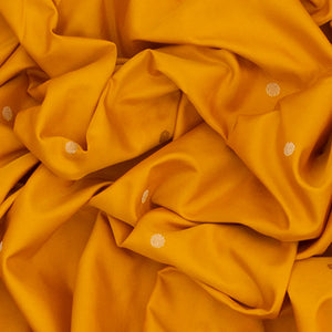 Mustard Handwoven Benarasi Silk Saree With Micro Butta & Flower Motifs in Meena Border & Pallu-Mustard