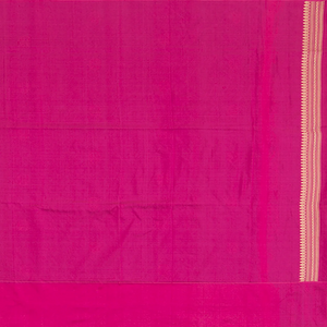 Blue Handwoven Benarasi Silk Saree With Dotted Motifs & Floral Motifs in Contrast Pink Border-Blue