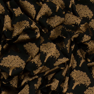 Black Handwoven Benarasi Silk Saree With Tree Motifs & Paisley Motifs in Pink Border & Pallu-Black