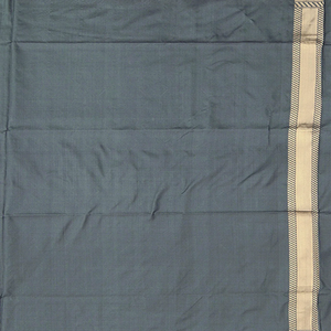 Grey Handwoven Benarasi Silk Saree With Bird Motifs & Diagonal Stripes in Zari Border-Grey