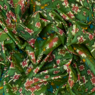 Green Handwoven Benarasi Silk Saree With Tie & Dye Motifs & Pink Zari Border, Pallu-Green