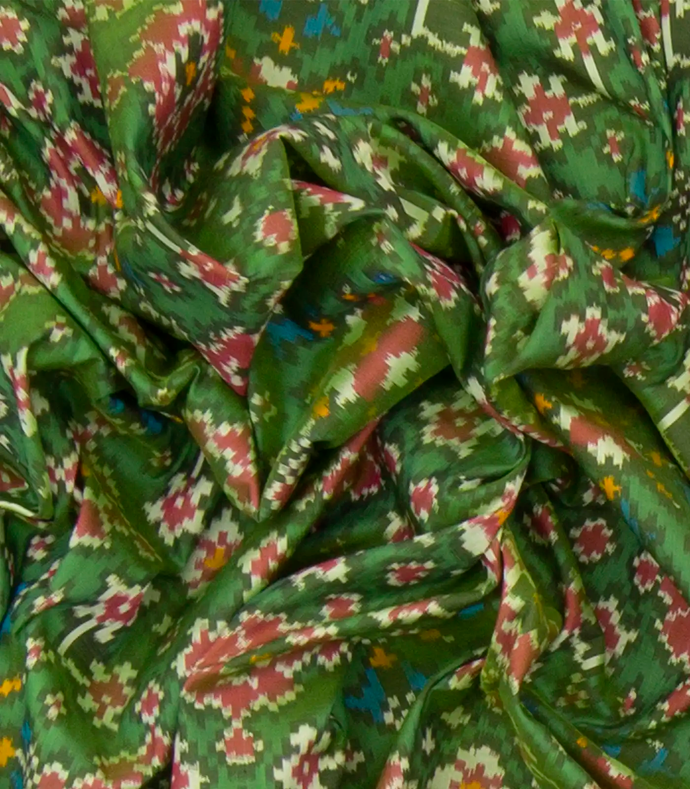 Green Handwoven Benarasi Silk Saree With Tie & Dye Motifs & Pink Zari Border, Pallu-Green