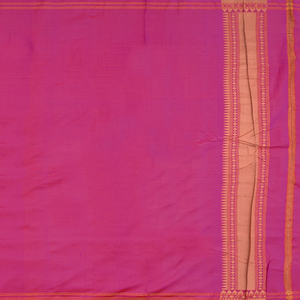 Hot Pink Handwoven Uppada Weave Silk Saree With Floral Motifs & Zari Border-Hot Pink