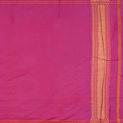 Hot Pink Handwoven Uppada Weave Silk Saree With Floral Motifs & Zari Border-Hot Pink
