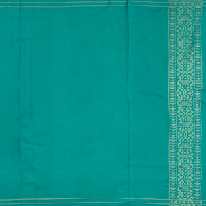 Cyan Handwoven Banarasi Silk Saree With Diagonal Vine Motifs